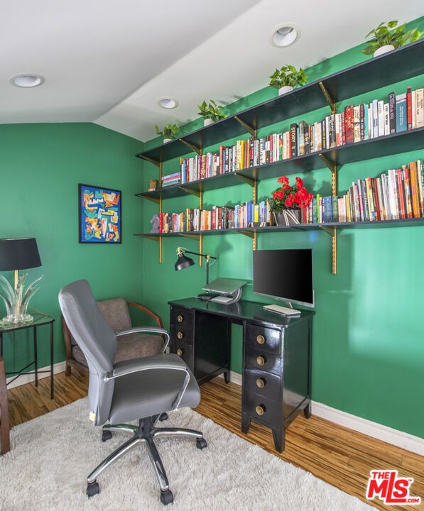 Home Office, Interior, Recessed Lighting, Wood Texture Flooring