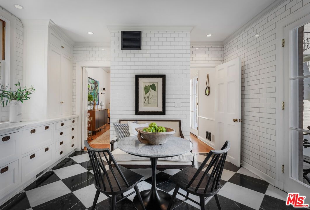 Dining room, Interior, Recessed Lighting, Stone Walls