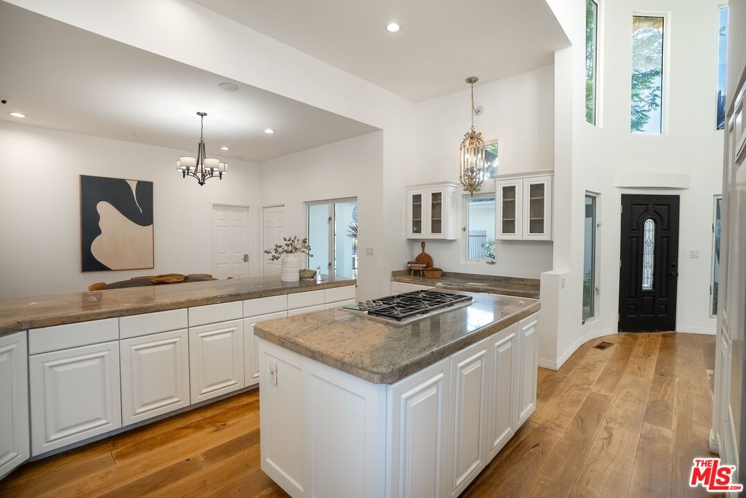 Chandelier, Interior, Kitchen, Pendant Lights, Recessed Lighting, Wood Texture Flooring