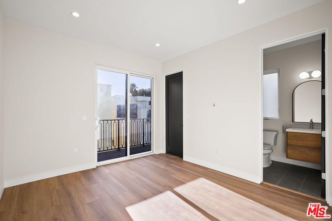 Bathroom, Empty room, Interior, Recessed Lighting, Wood Texture Flooring