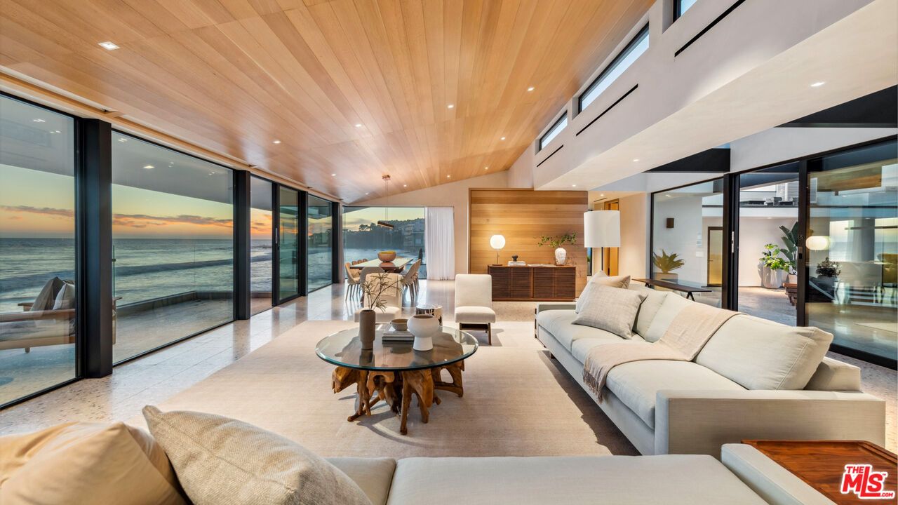 Dining room, Interior, Living room, Recessed Lighting, Water, Wooden Ceilings