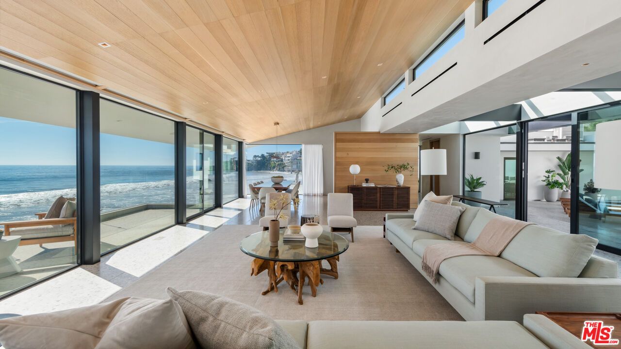 Interior, Living room, Recessed Lighting, Water, Wooden Ceilings, Wooden Walls
