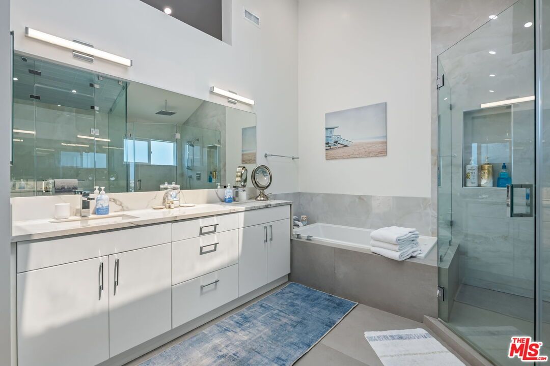 Bathroom, Dual Sink Vanities, Glass Shower, Interior, Recessed Lighting