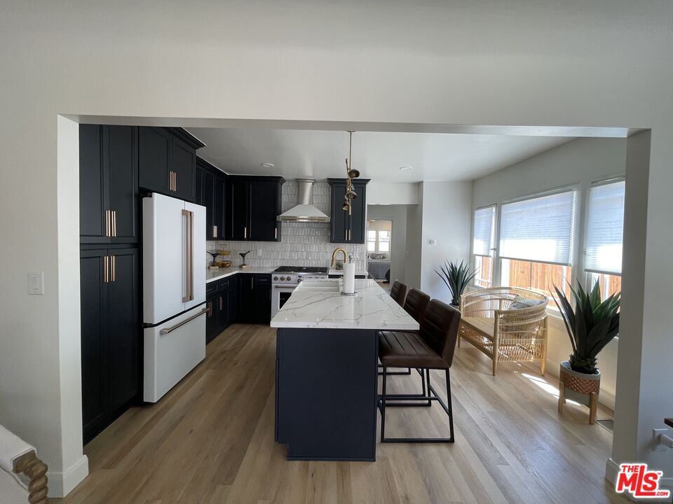 Interior, Kitchen, Pendant Lights, Stainless Steel Appliances, Wood Texture Flooring