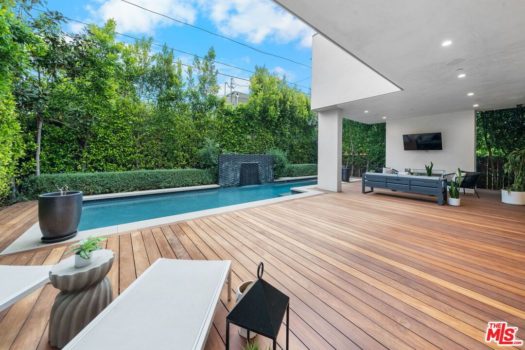 Exterior, Pool, Recessed Lighting, Wood Texture Flooring