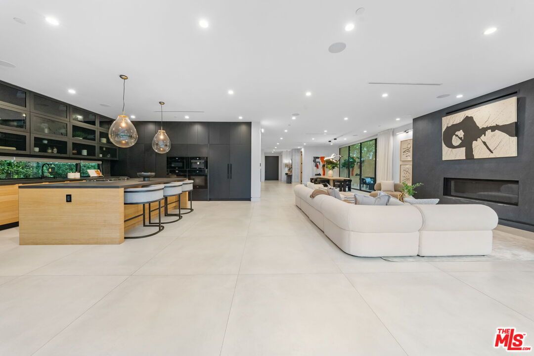 Fireplace, Interior, Kitchen, Living room, Pendant Lights, Recessed Lighting
