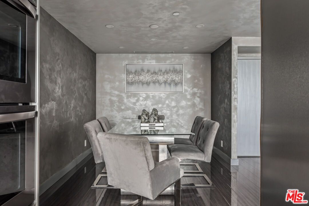 Dining room, Interior, Recessed Lighting, Wood Texture Flooring