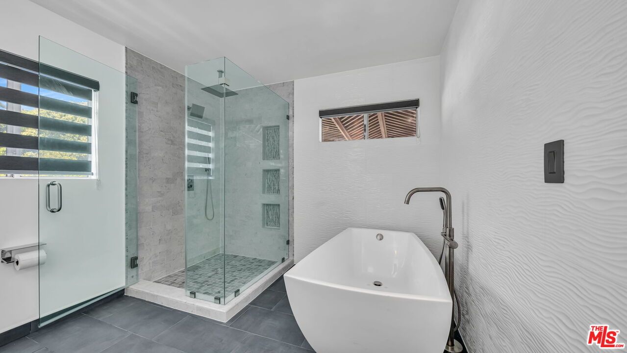 Bathroom, Free Standing Baths, Glass Shower, Interior, Marble Walls