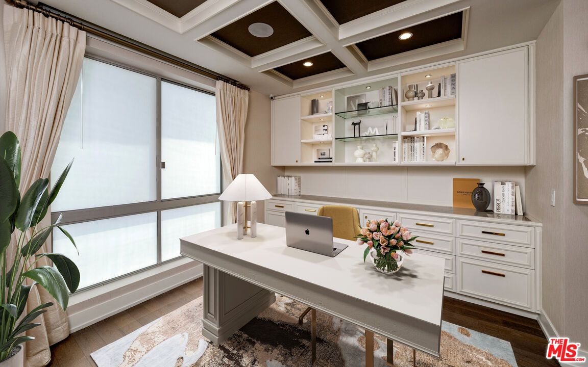 Home Office, Interior, Recessed Lighting, Wood Texture Flooring