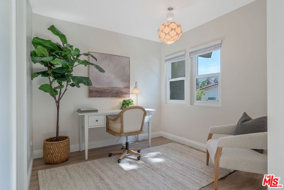 Home Office, Interior, Pendant Lights, Wood Texture Flooring