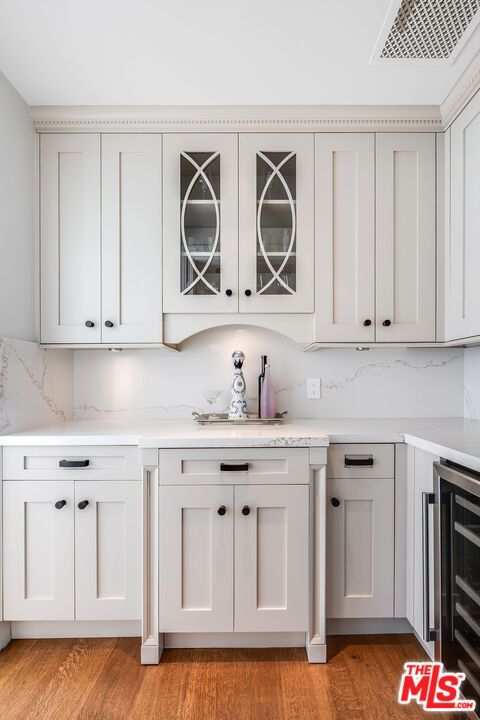Interior, Kitchen, Marble Walls, Wood Texture Flooring