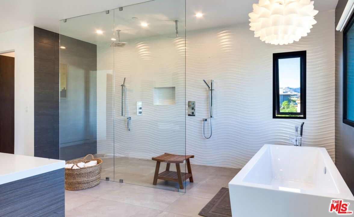 Bathroom, Free Standing Baths, Glass Shower, Interior, Recessed Lighting