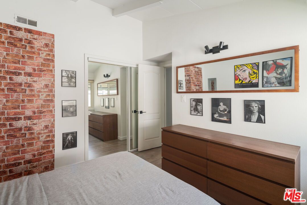 Bedroom, Interior, Stone Walls, Wood Texture Flooring