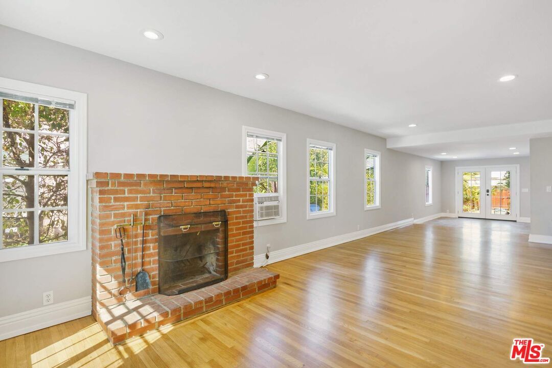 Empty room, Fireplace, Interior, Recessed Lighting, Wood Texture Flooring