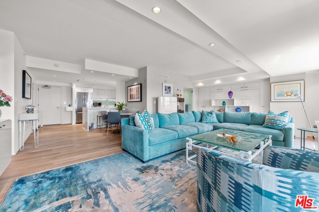 Dining room, Interior, Kitchen, Living room, Recessed Lighting, Stainless Steel Appliances, Wood Texture Flooring