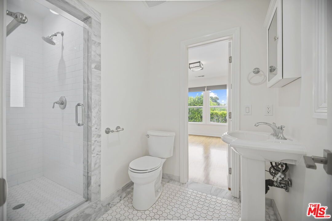 Bathroom, Glass Shower, Interior, Wood Texture Flooring