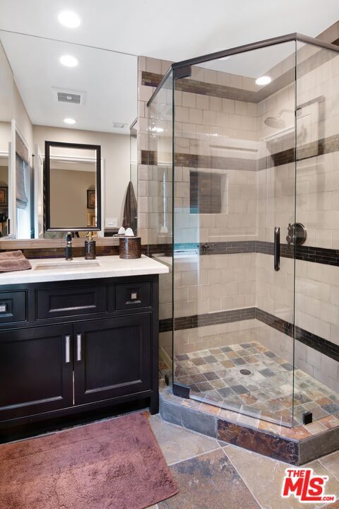 Bathroom, Glass Shower, Interior, Recessed Lighting