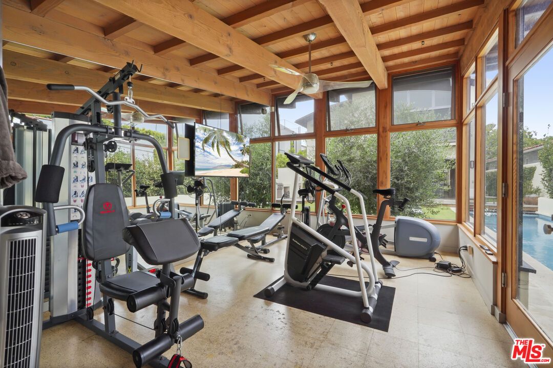 Fitness Equipment, Gym, Interior, Wooden Beams, Wooden Ceilings