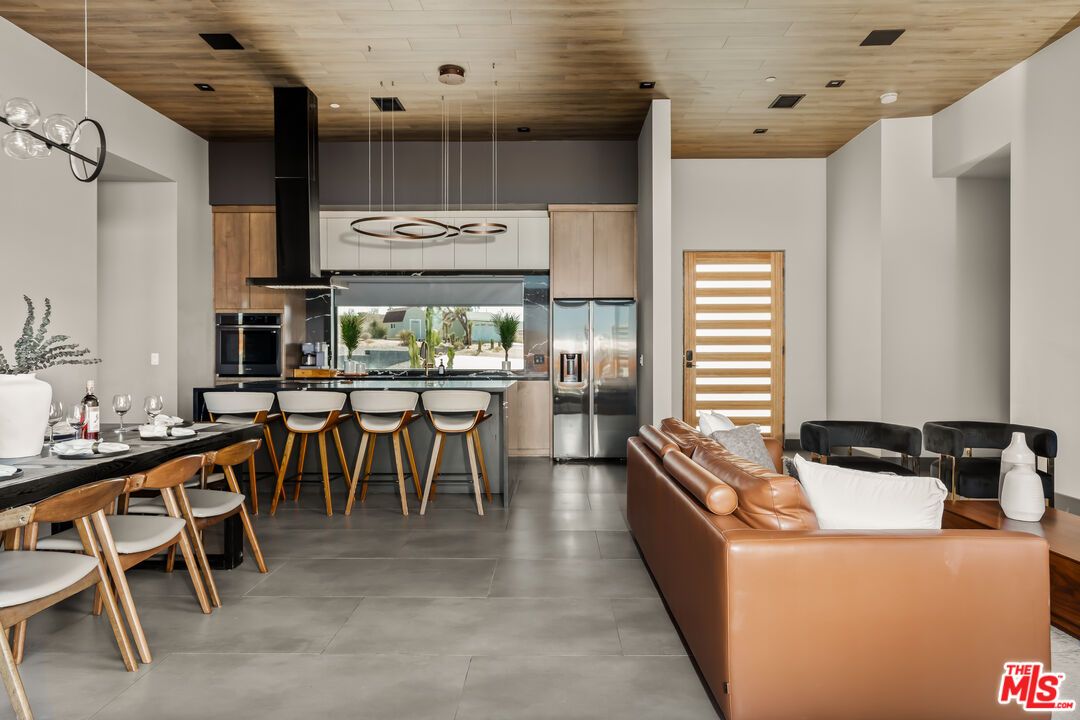 Interior, Kitchen, Pendant Lights, Recessed Lighting, Stainless Steel Appliances, Wooden Ceilings
