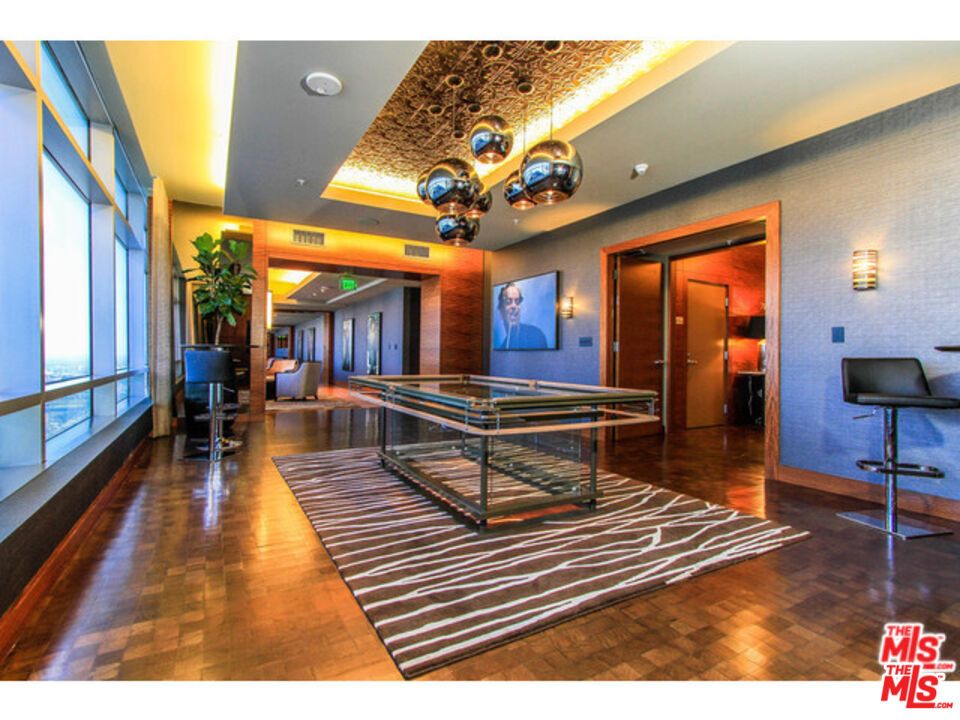 Billiard Table, Game Room, Interior, Pendant Lights, Recessed Lighting, Wood Texture Flooring