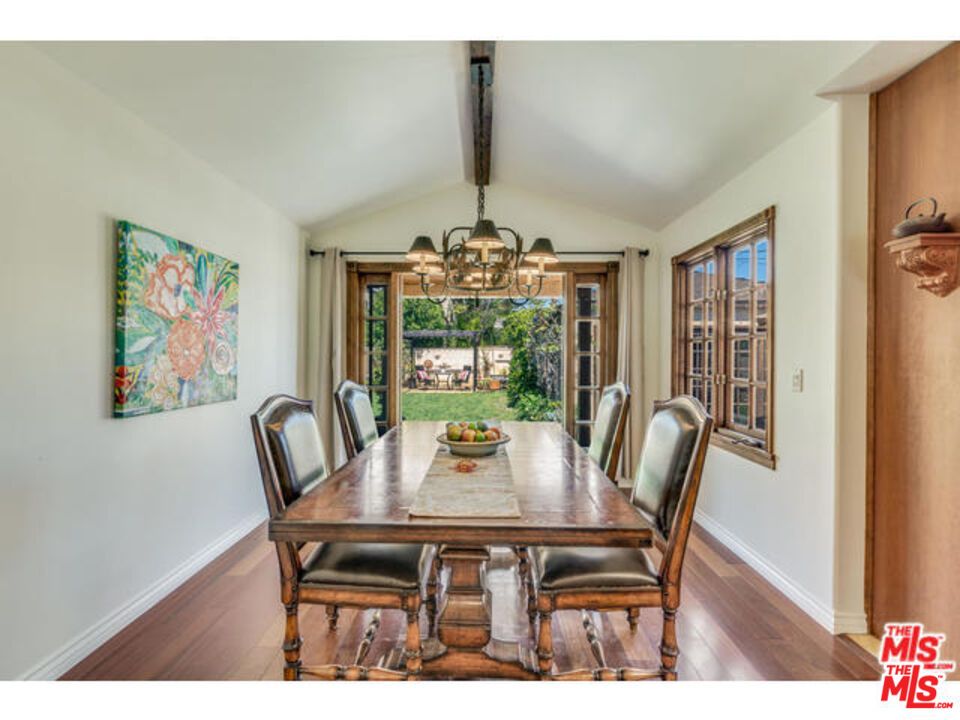 Chandelier, Dining room, Interior, Wooden Beams, Wood Texture Flooring