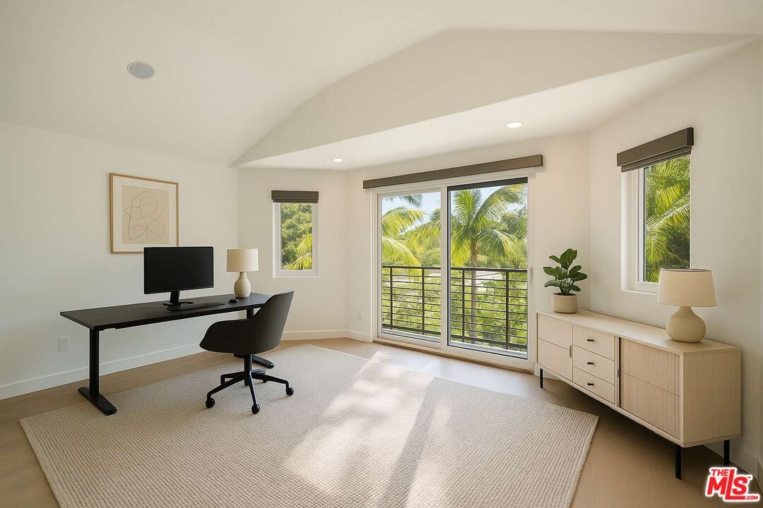 Home Office, Interior, Recessed Lighting, Wood Texture Flooring