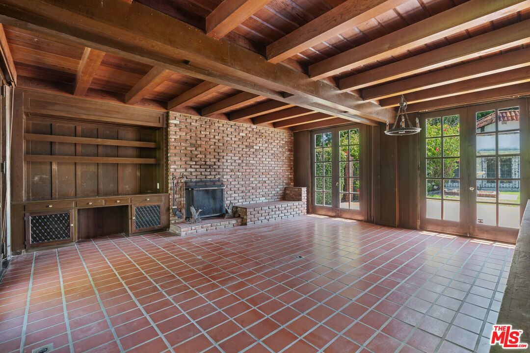 Empty room, Fireplace, Interior, Stone Walls, Wooden Beams, Wooden Ceilings
