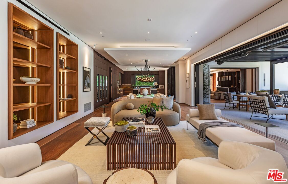 Dining room, Interior, Living room, Pendant Lights, Recessed Lighting, Wood Texture Flooring