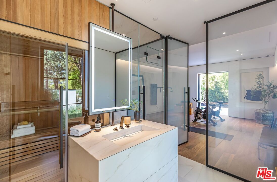 Bathroom, Glass Shower, Interior, Recessed Lighting, Sauna Room
