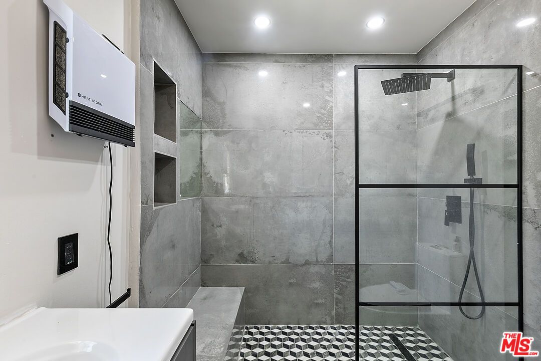 Bathroom, Glass Shower, Interior, Recessed Lighting