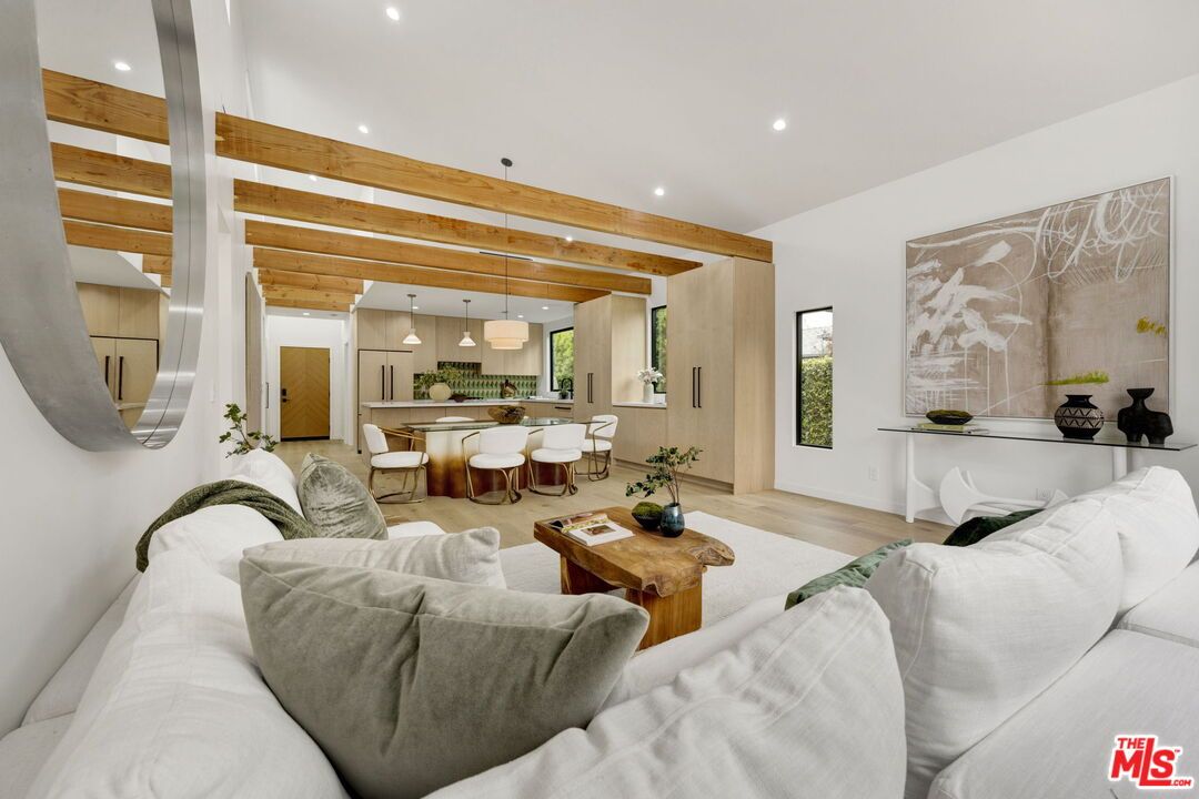 Interior, Kitchen, Living room, Pendant Lights, Recessed Lighting, Wooden Beams, Wood Texture Flooring