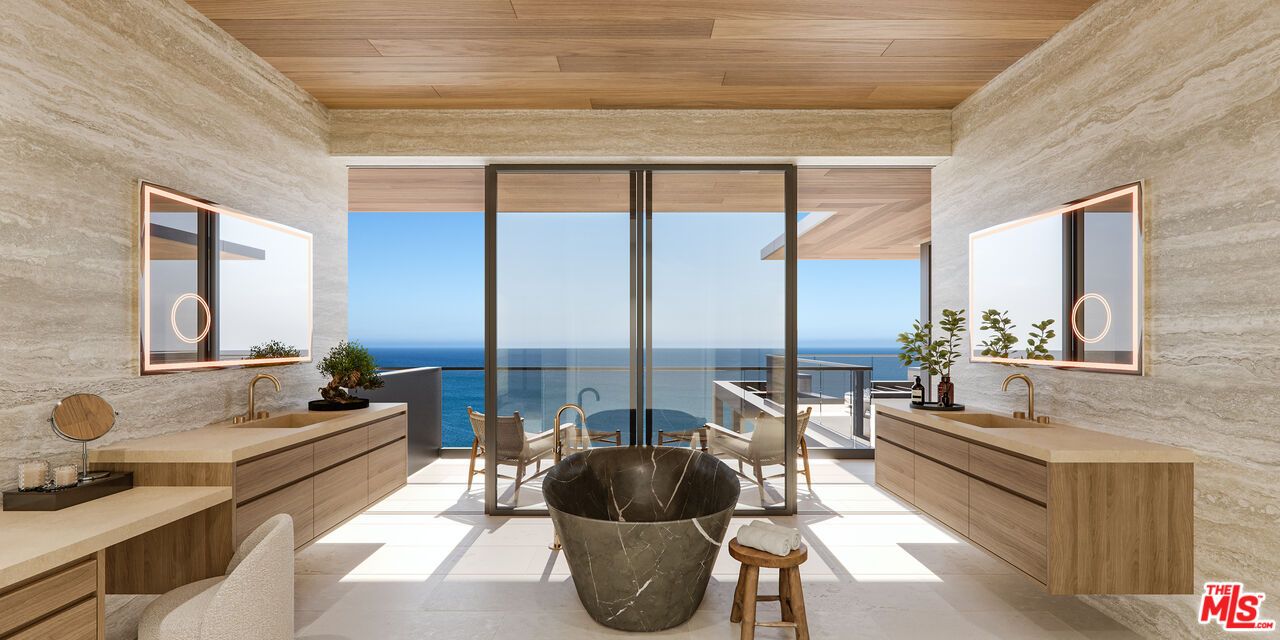 Bathroom, Dual Sink Vanities, Free Standing Baths, Interior, Water, Wooden Ceilings