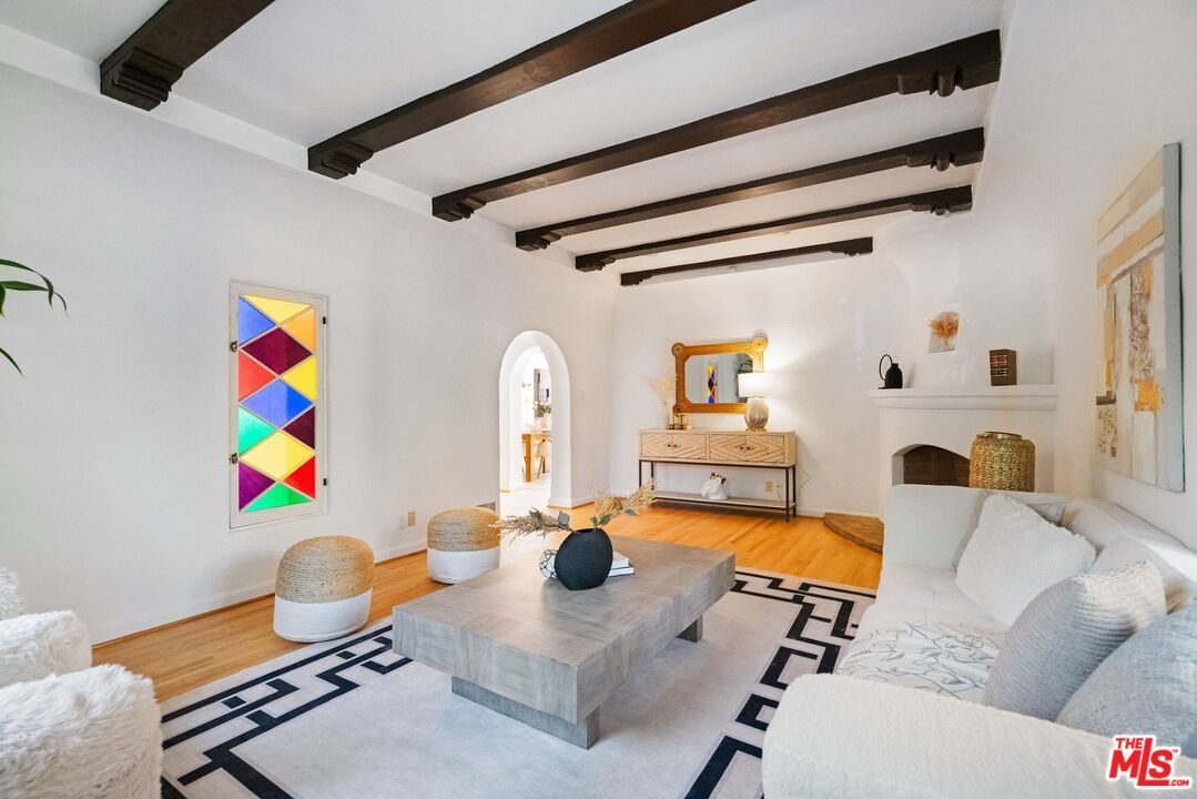 Fireplace, Interior, Living room, Wooden Beams, Wood Texture Flooring