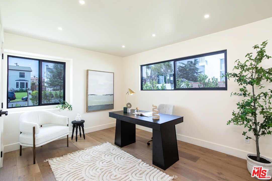 Home Office, Interior, Recessed Lighting, Wood Texture Flooring