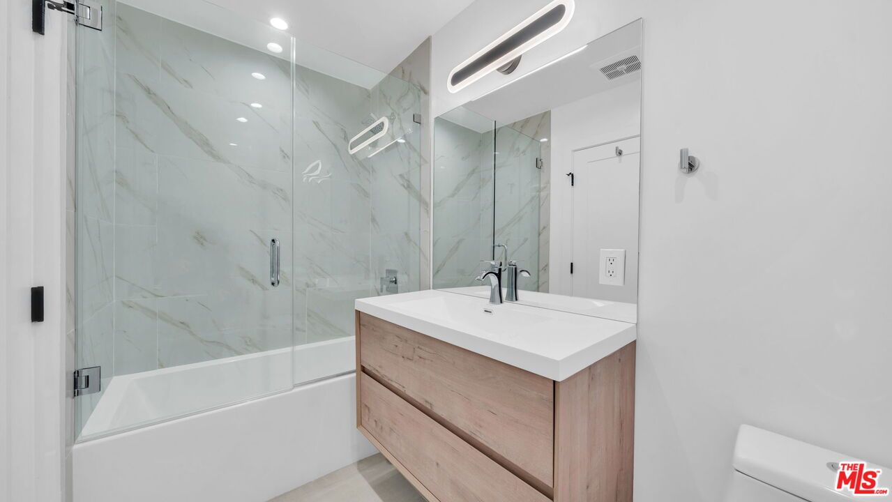 Bathroom, Glass Shower, Interior, Marble Walls, Recessed Lighting
