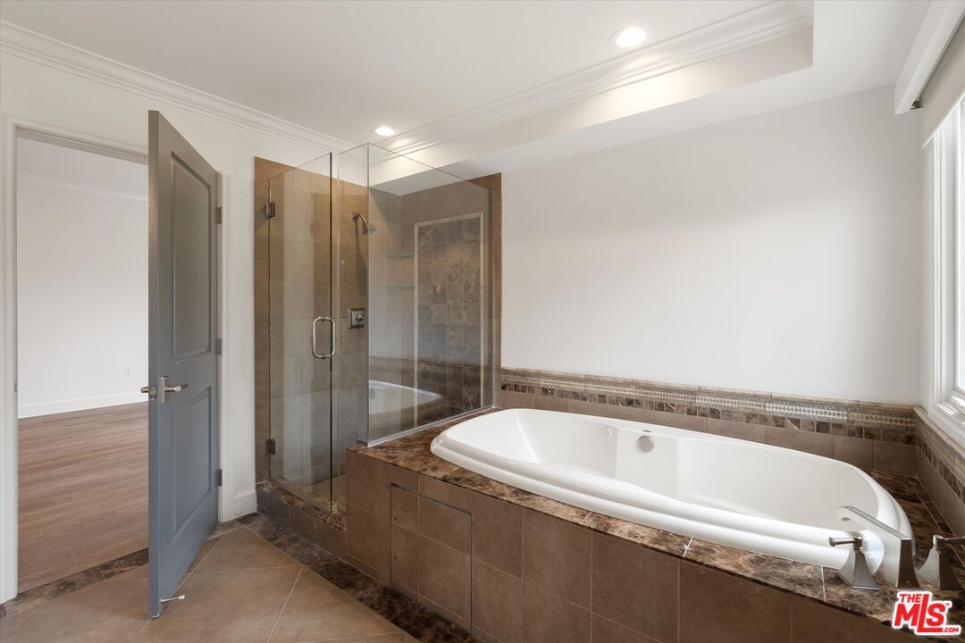 Bathroom, Glass Shower, Interior, Recessed Lighting, Wood Texture Flooring