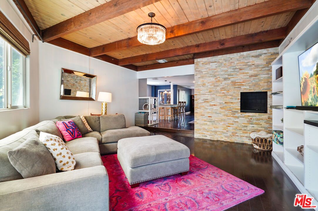 Chandelier, Interior, Living room, Stone Walls, Wooden Beams, Wooden Ceilings, Wood Texture Flooring