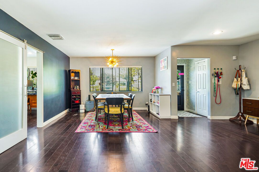 Dining room, Interior, Recessed Lighting, Wood Texture Flooring