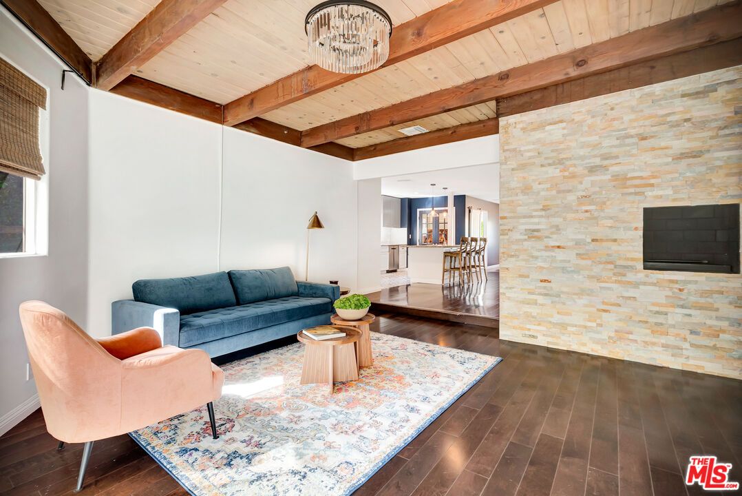 Chandelier, Interior, Living room, Pendant Lights, Stone Walls, Wooden Beams, Wooden Ceilings, Wood Texture Flooring