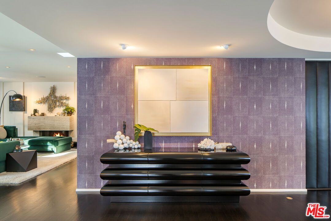 Fireplace, Interior, Recessed Lighting, Wood Texture Flooring