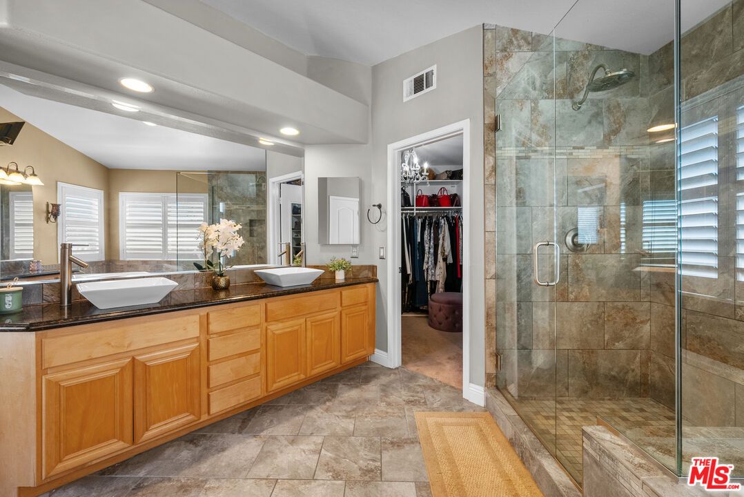 Bathroom, Dual Sink Vanities, Glass Shower, Interior, Recessed Lighting