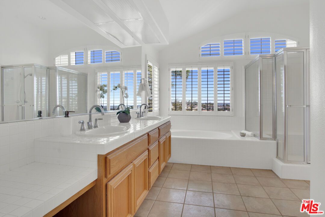 Bathroom, Dual Sink Vanities, Glass Shower, Interior, Tile Countertops