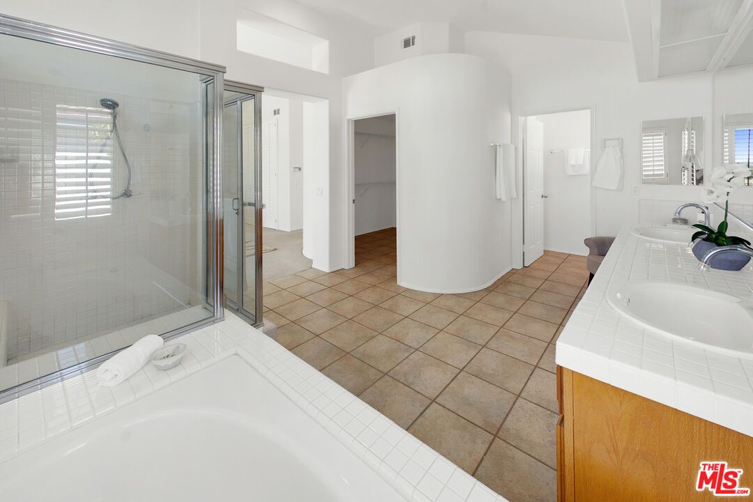 Bathroom, Dual Sink Vanities, Glass Shower, Interior, Tile Countertops