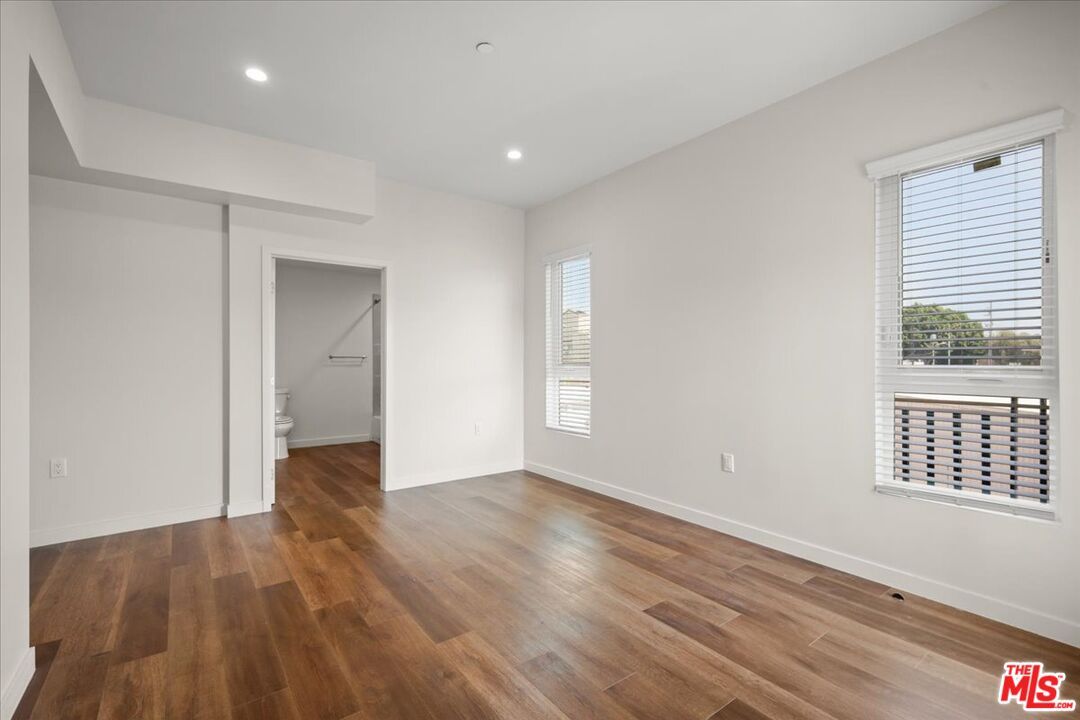 Bathroom, Empty room, Interior, Recessed Lighting, Wood Texture Flooring