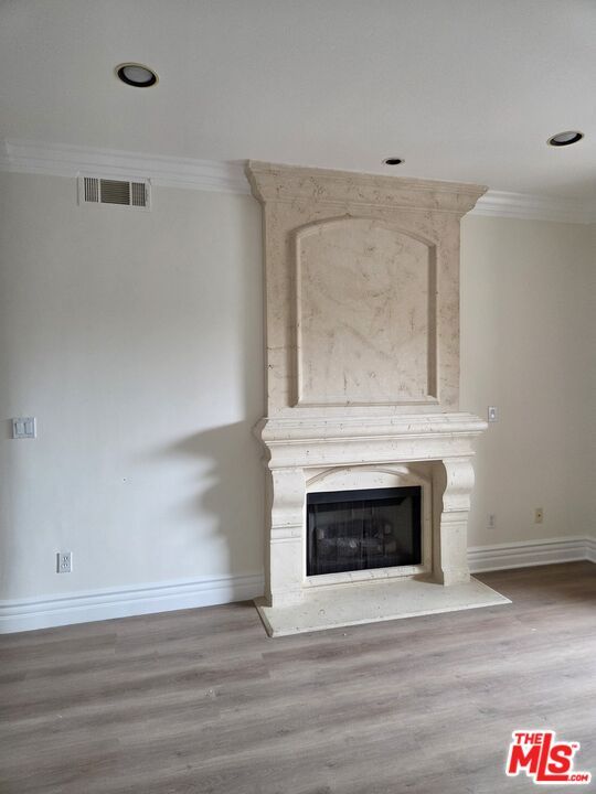 Fireplace, Interior, Recessed Lighting, Wood Texture Flooring