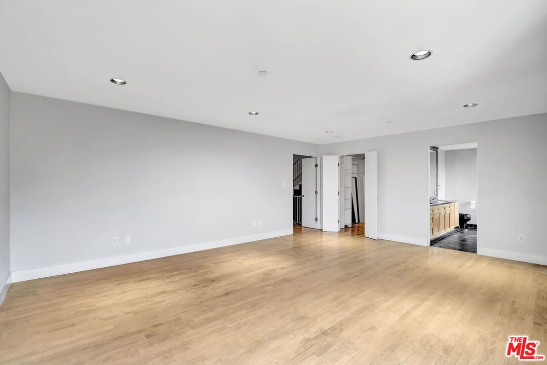 Bathroom, Empty room, Interior, Recessed Lighting, Wood Texture Flooring