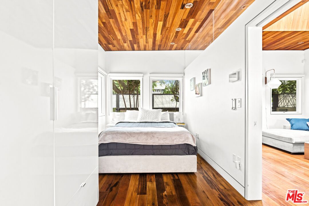 Bedroom, Interior, Recessed Lighting, Wooden Ceilings, Wood Texture Flooring