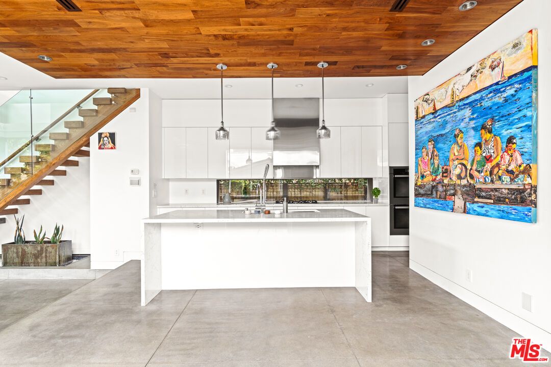 Interior, Kitchen, Pendant Lights, Recessed Lighting, Stainless Steel Appliances, Wooden Ceilings