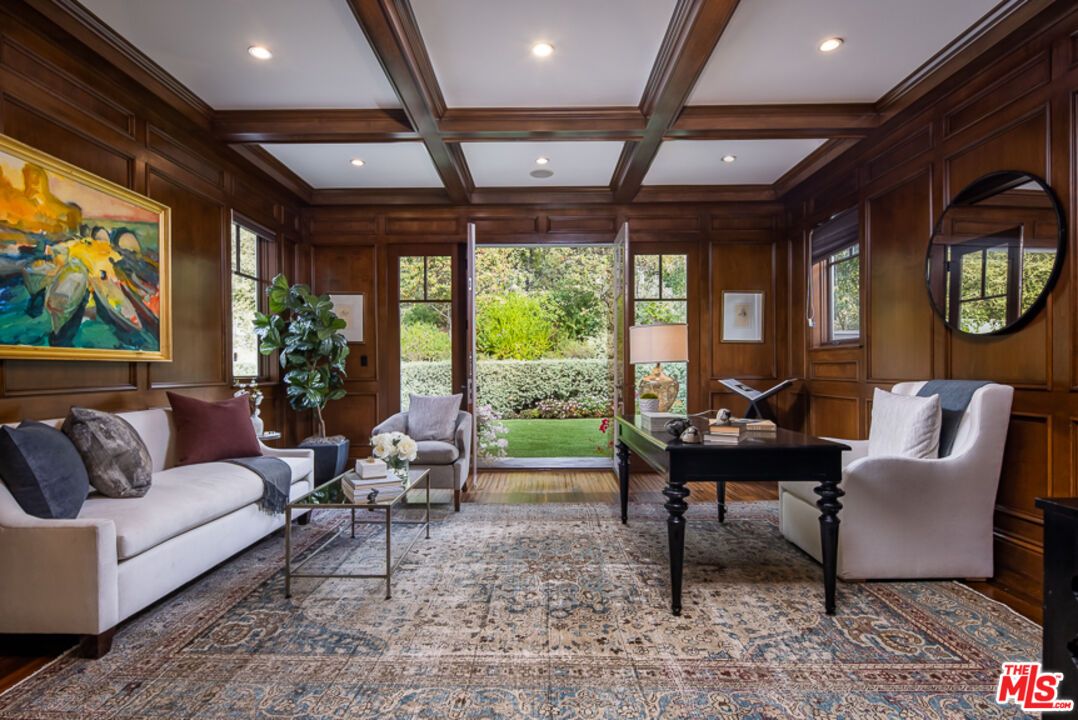 Home Office, Interior, Living room, Recessed Lighting, Wooden Beams, Wood Texture Flooring, Wooden Walls