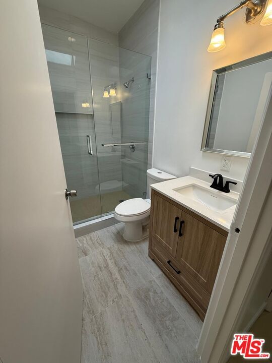 Bathroom, Glass Shower, Interior, Wood Texture Flooring